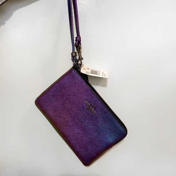 Coach Iridescent/Holographic Leather Wristlet